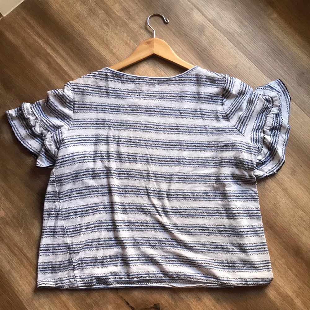 Max Studio Ruffle Sleeve Striped Blouse - Picture 6 of 8